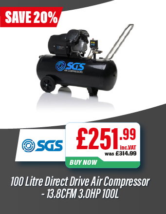SGS 100 Litre Direct Drive Air Compressor - 13.8CFM 3.0HP 100L