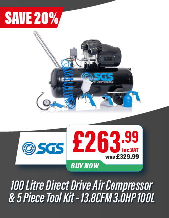 SGS 100 Litre Direct Drive Air Compressor & 5 Piece Tool Kit