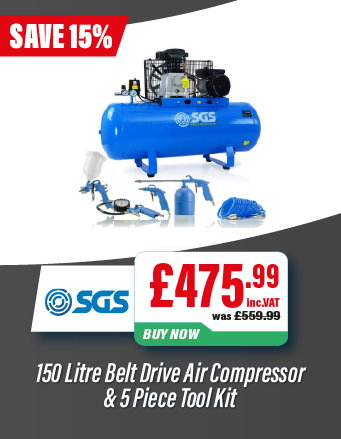 SGS 150 Litre Belt Drive Air Compressor & 5 Piece Tool Kit 