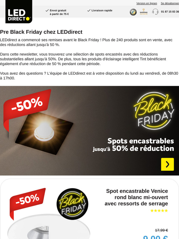 Pre Black Friday : Eclairage teinté 50% de réduction - Spots encastrés jusqu'à 50% de réduction