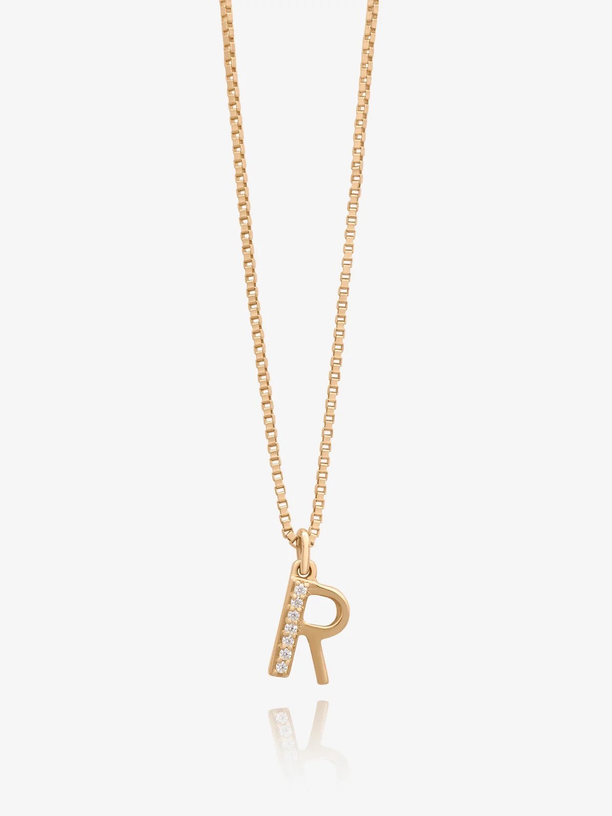 Solid Gold and Diamond Initial Necklace