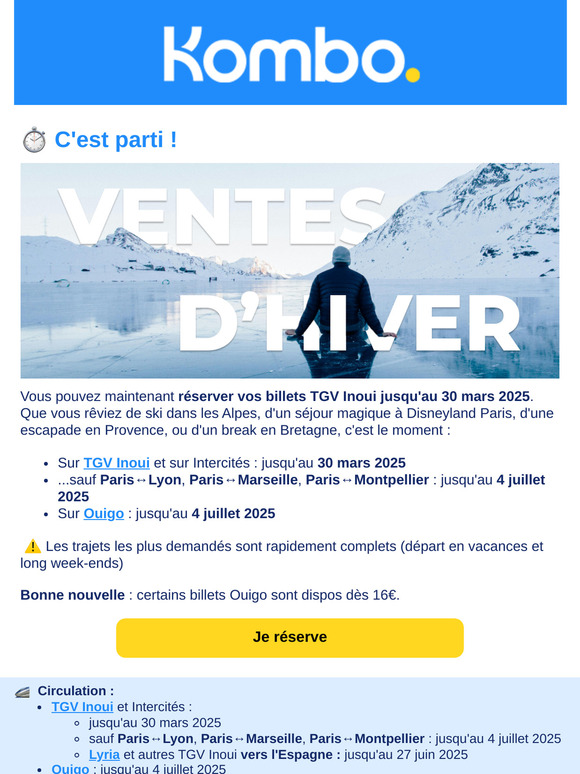 Maintenant : Les billets SNCF disponibles pour cet hiver