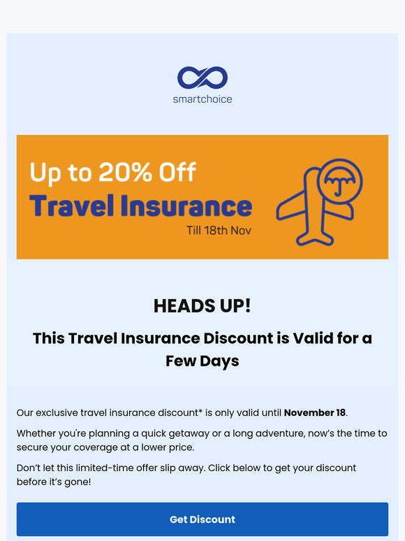 Travel Insurance: Up to 20% Off Till 18th Nov