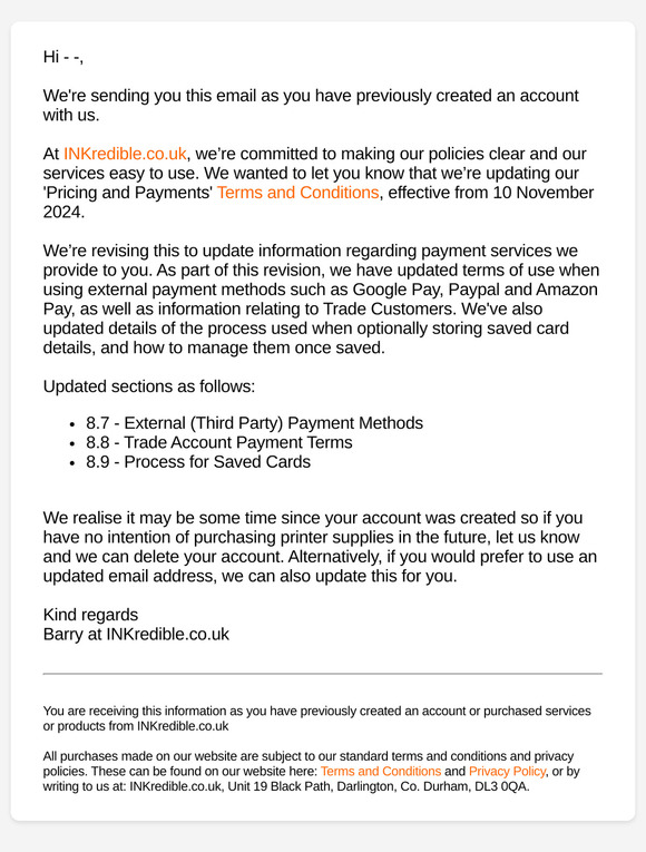 We're Updating our Terms and Conditions