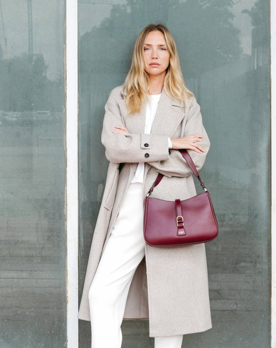 Tan mini curve bag 