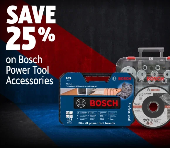 save 25% on bosch power tool accessories.<br>use code: boschpta.