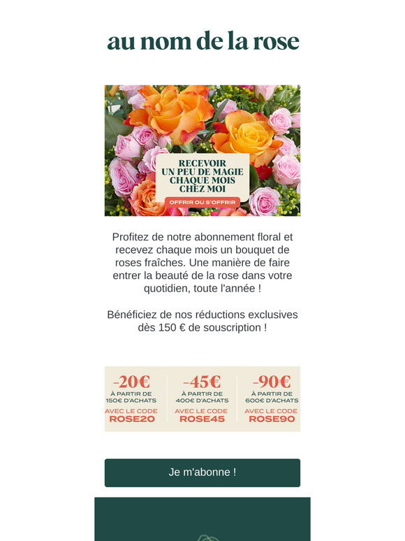 Economisez jusqu'à 90€ sur nos abonnements floraux !