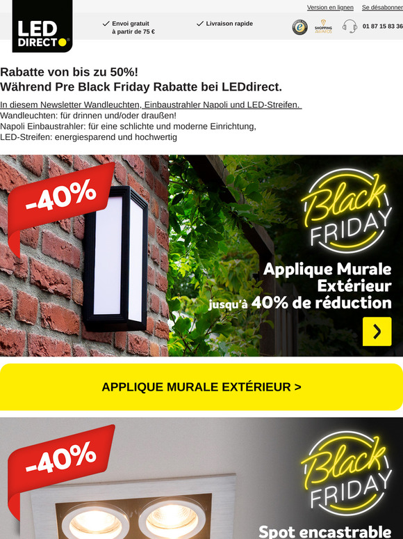 Remise avant le Black Friday sur les appliques murales, les rubans LED et les spots encastrés Napoli