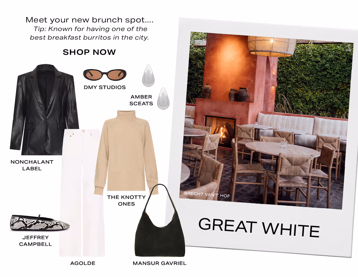 Great White. Meet your new brunch spot....  Tip: Known for having one of the best breakfast burritos in the city. Product Assortment. Shop Now.