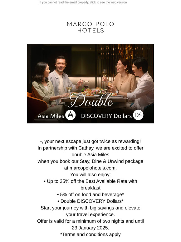 Earn Double Rewards with Marco Polo Hotels
