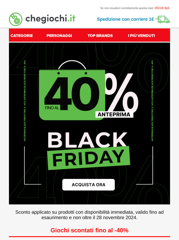 Black Friday in anticipo! Sconti fino al -40%