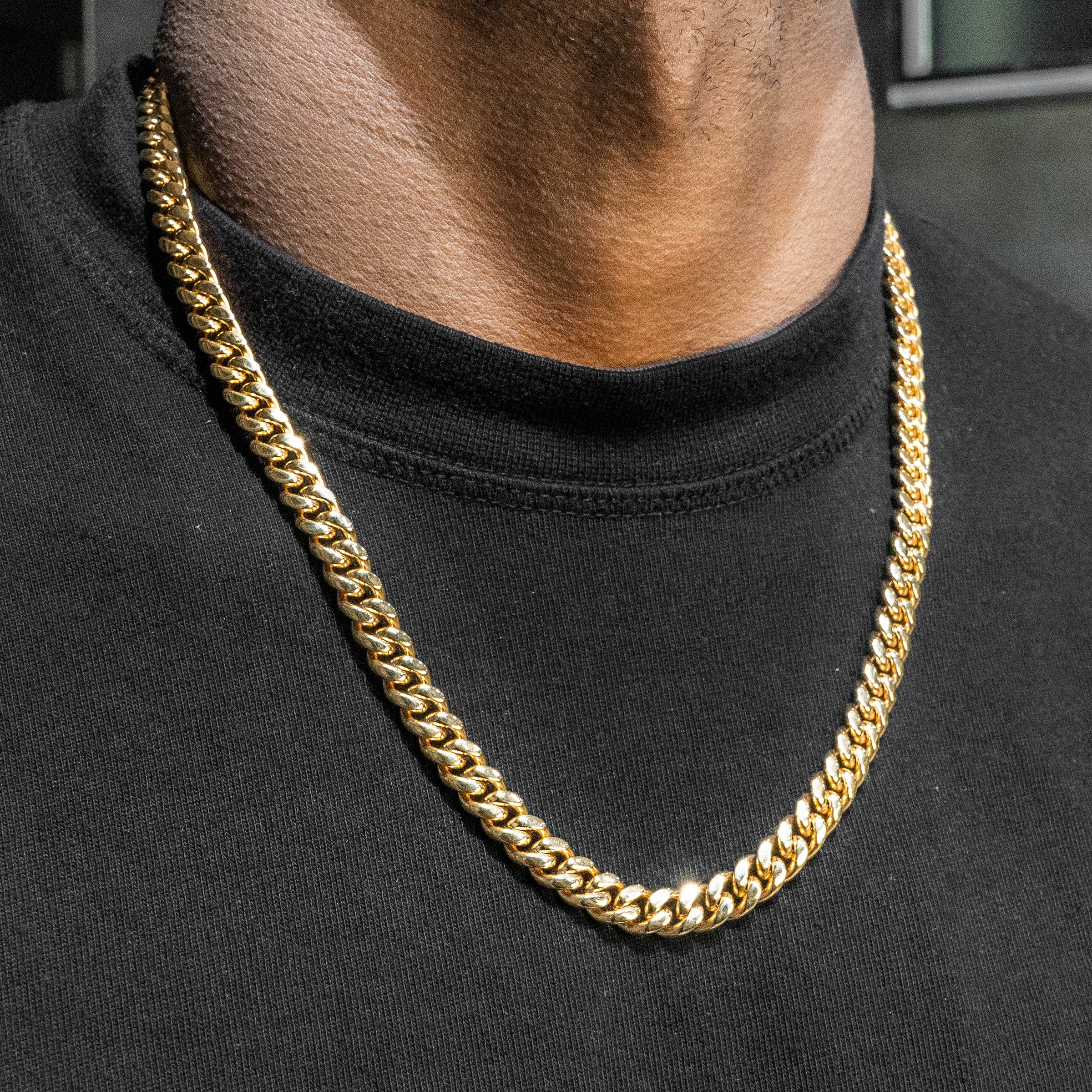 Image of Mens Gold Chain Solid Miami Cuban Link