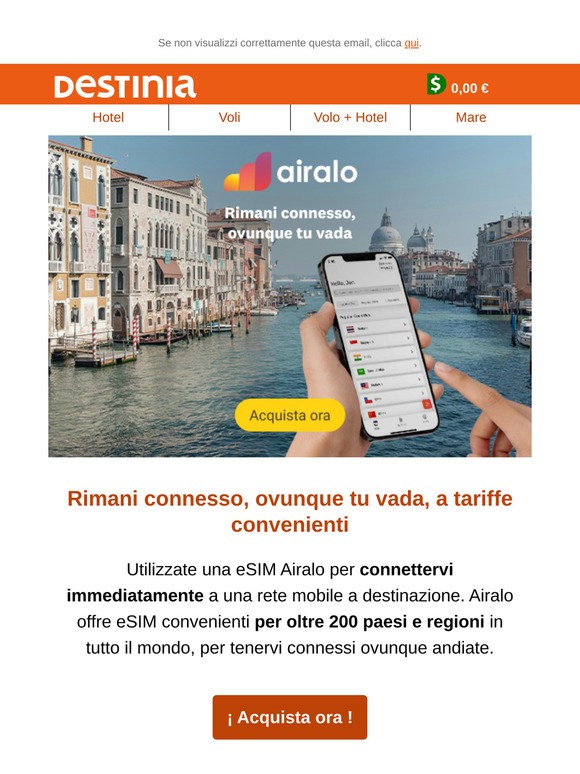 Rimani connesso, ovunque tu vada, a tariffe convenienti