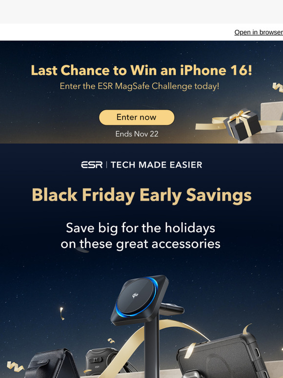 Early Black Friday Sale Starts Now! Plus get a chance to win an iPhone 16 | ESR