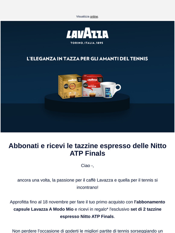 Lavazza ti regala le tazzine Nitto ATP Finals!