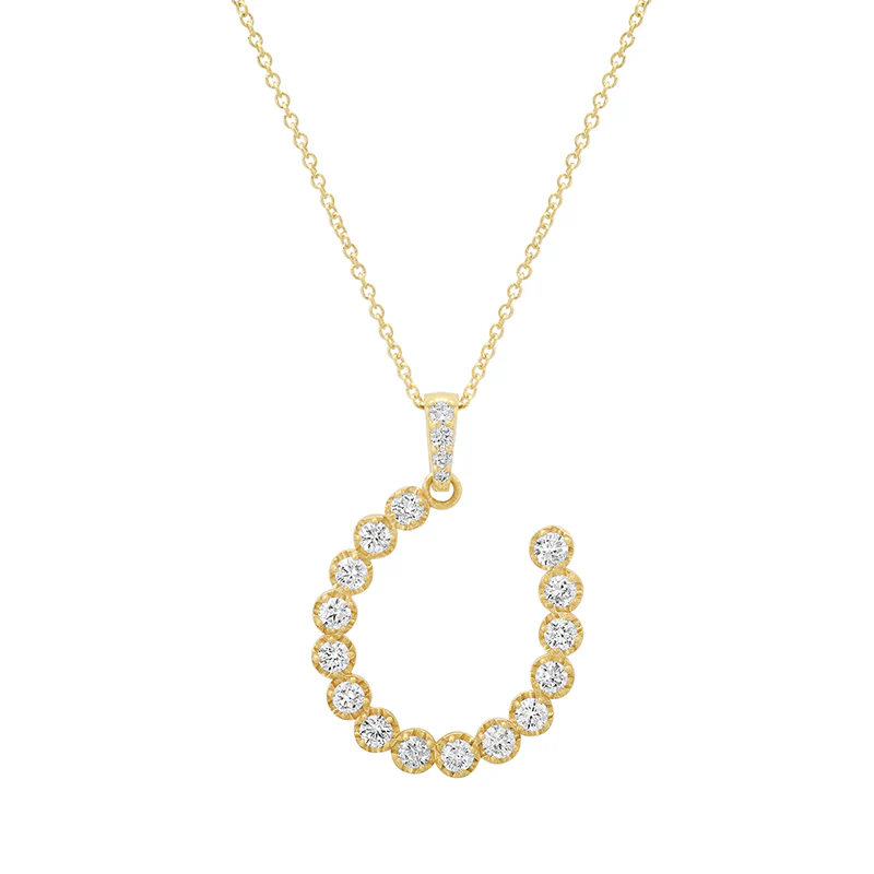 Image of Horseshoe Pendant Necklace with Illusion Set Diamonds