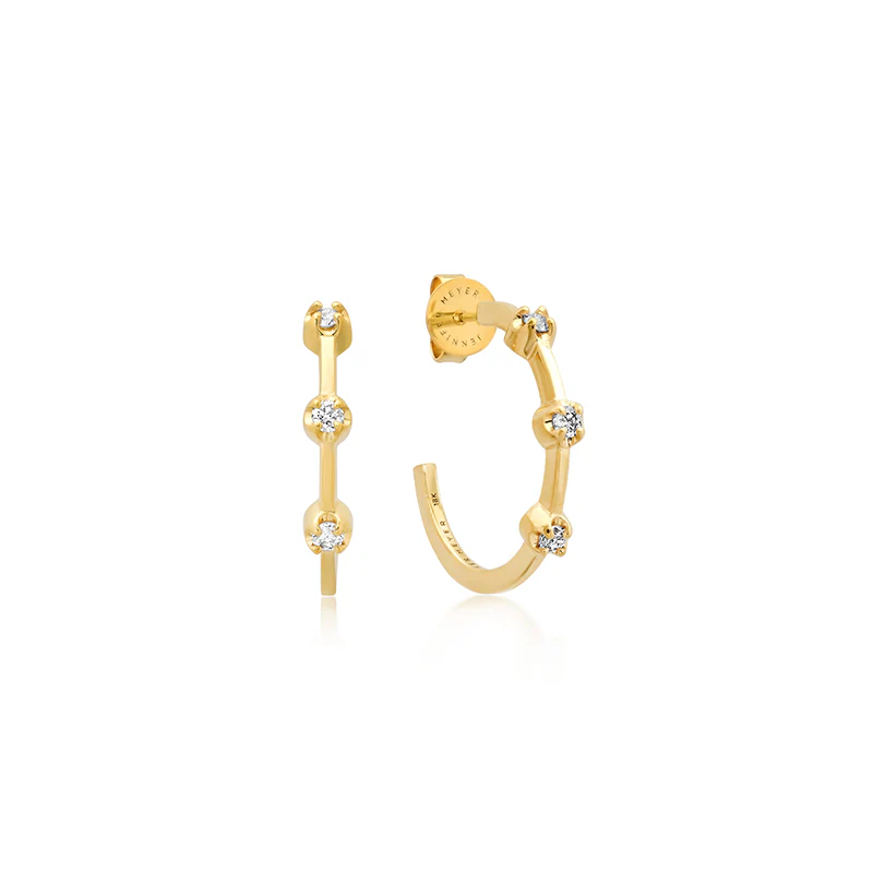 Image of Small Hoops with 3 Illusion Set Diamonds