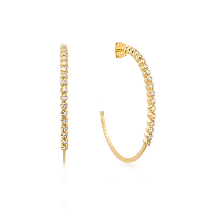 Image of Medium Hoops with Illusion Set Diamonds