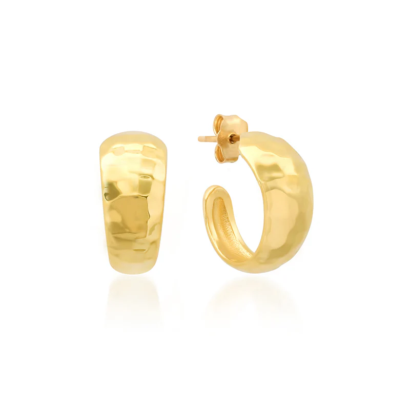 Image of Small Hammered Tapered Hoops
