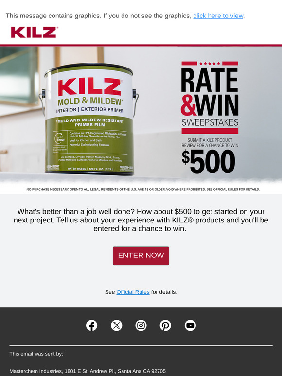 Review KILZ® Products and You Could Win $500