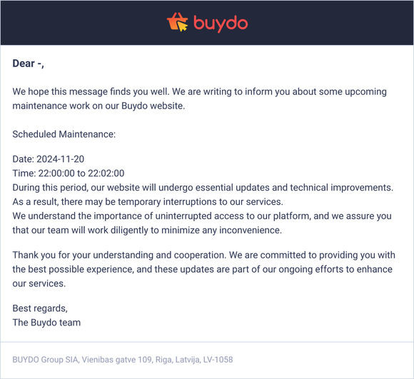 Upcoming Website Maintenance Notice
