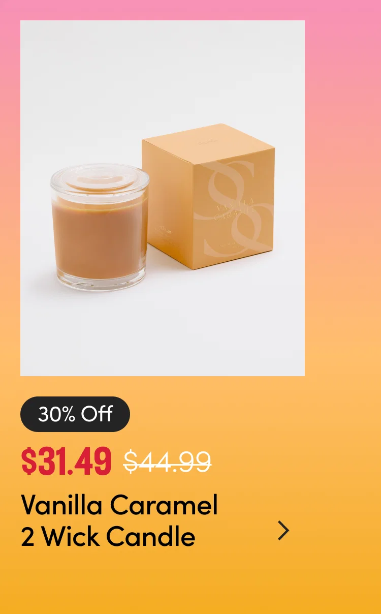 30% off Vanilla Caramel 2 wick candle