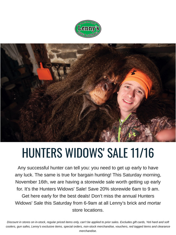 20% Off Storewide 🦌 Hunter's Widow Sale Tomorrow!