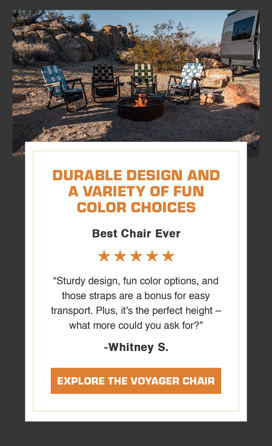 Durable design and a variety of fun color choices.  |  “Sturdy design, fun color options, and those straps are a bonus for easy transport. Plus, it’s the perfect height – what more could you ask for?” -  Todd V.