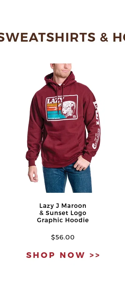 Lazy J Maroon & Sunset Logo Graphic │ SHOP NOW