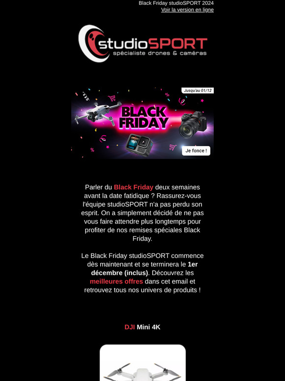 🎉 Black Friday studioSPORT : c'est parti pour deux semaines d'incroyables promotions !