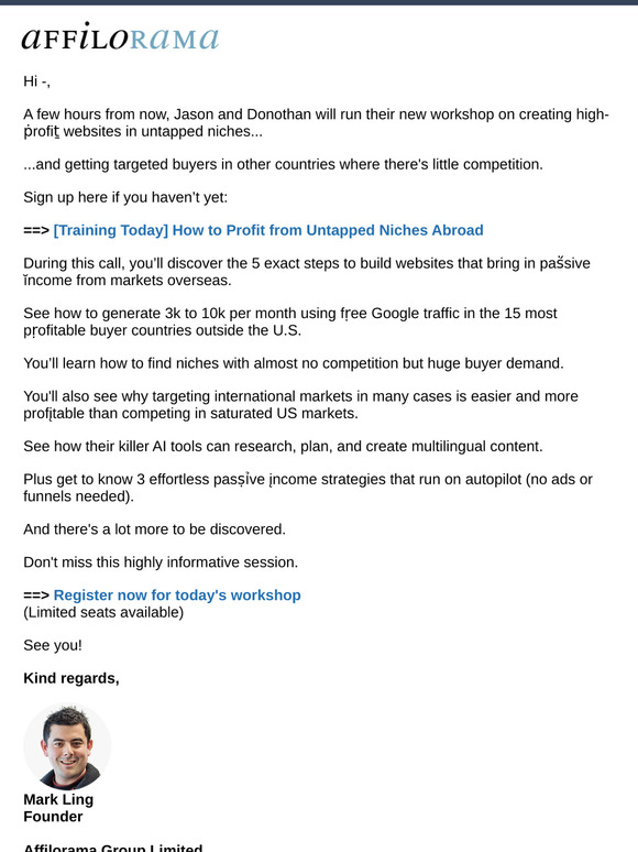 [Training Today] How to Profit from Untapped Niches Abroad