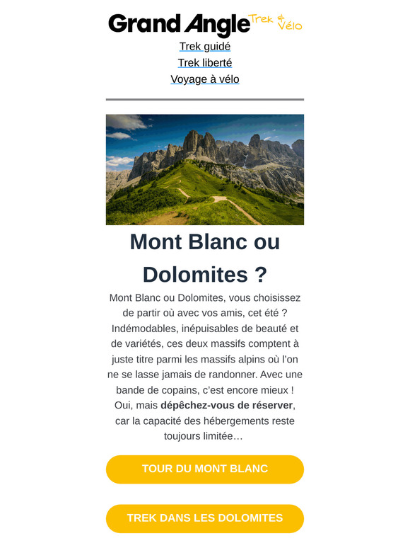 🏞️ Mont Blanc & Dolomites : C'est le moment de réserver ! ⏳