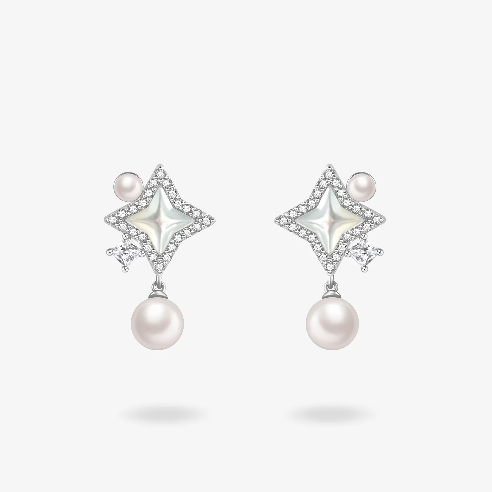 FANCIME "Starlit Melody" Sterling Silver Pearl Drop Earrings