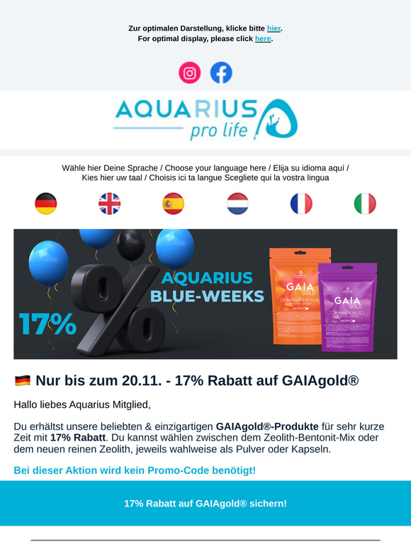 💙 17% Blue-Week-SALE || GAIAgold® by AQUARIUS