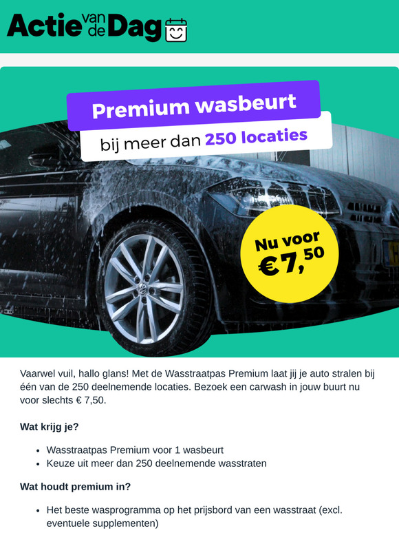 Premium carwash voor slechts € 7,50