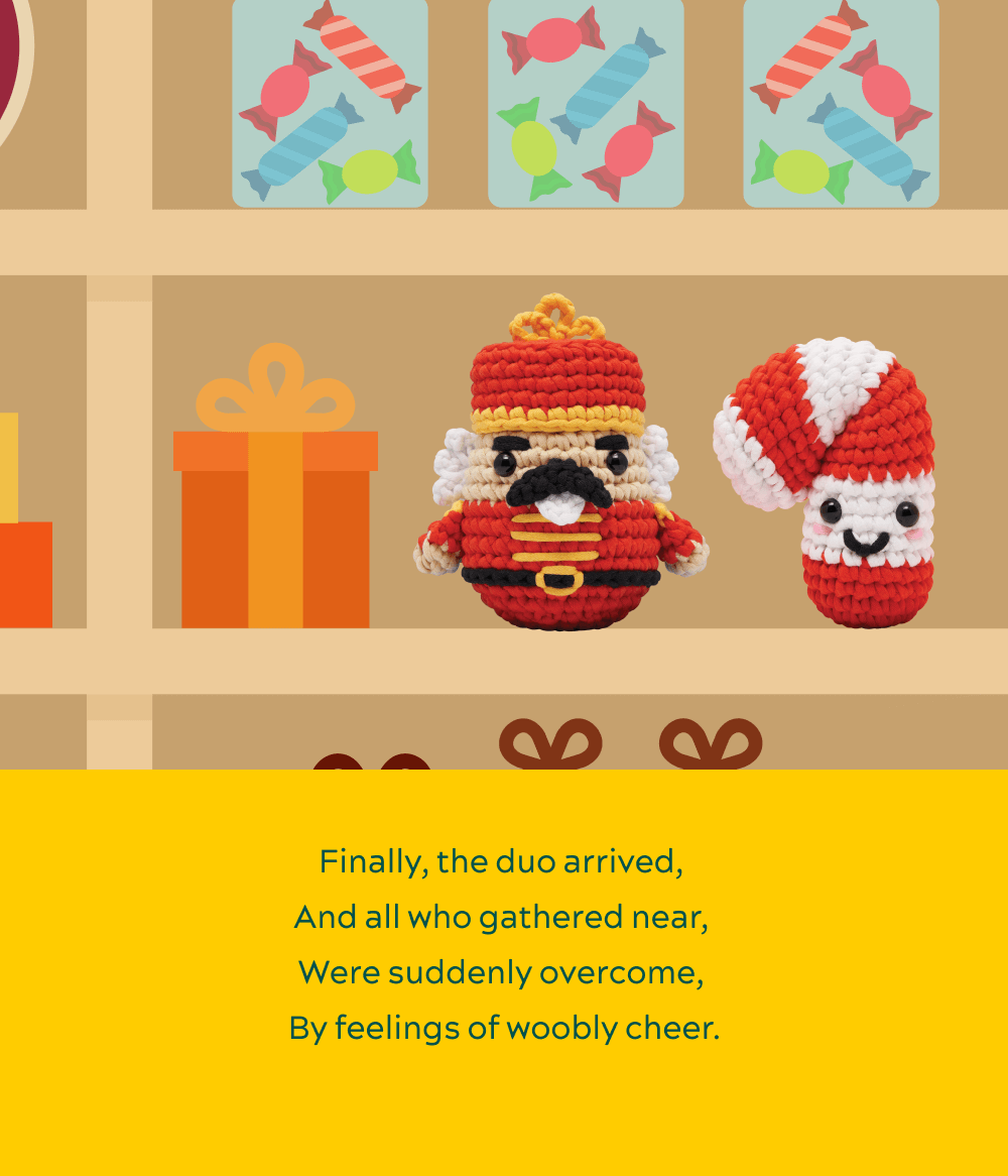 Finally, the duo arrived,  And all who gathered near,  Were suddenly overcome,  By feelings of woobly cheer. 