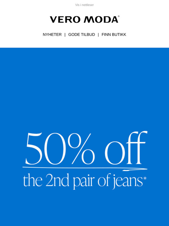 50 % rabatt på din 2. jeans👖