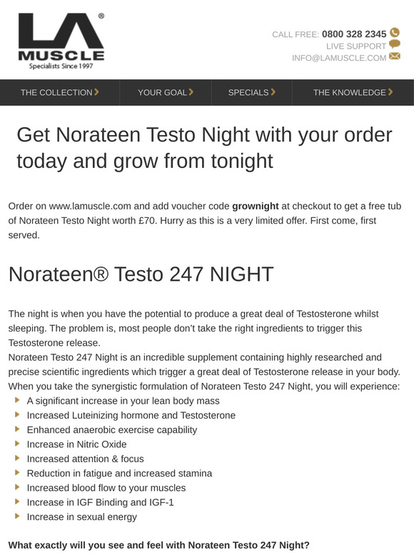 Free night growth testosterone booster. Get it today with your order. RRP £70