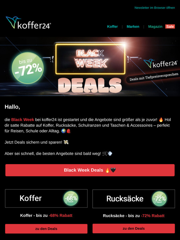 🔥 Black Week Deals - bis zu 72% sparen! 🖤