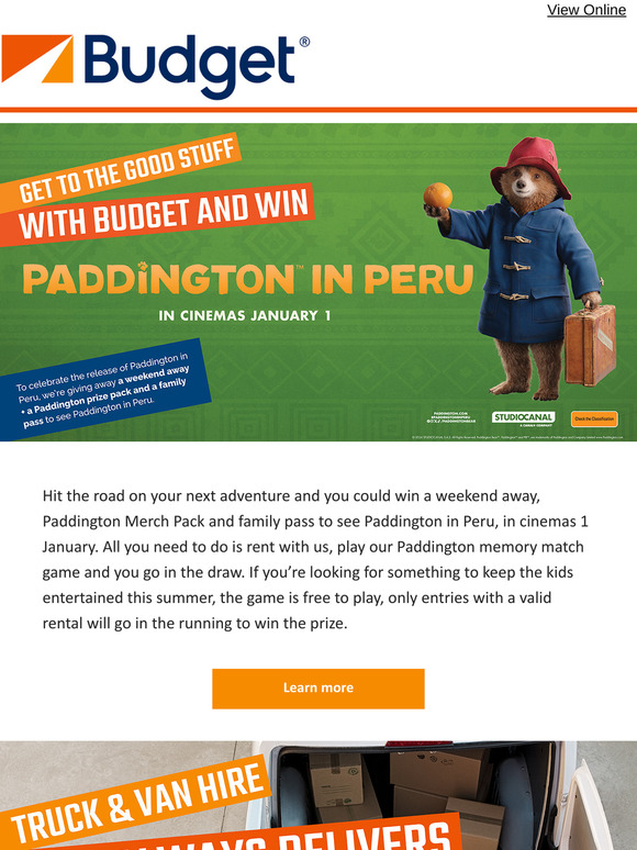 Rent, play and win with Paddington in Peru