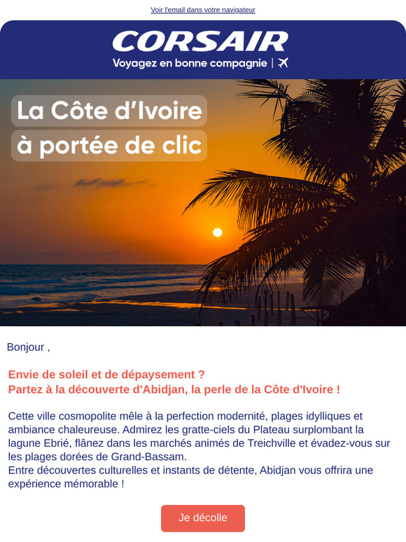 Embarquez pour Abidjan avec Corsair ✈️