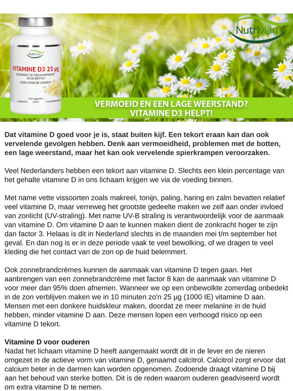 Moe en een lage weerstand? Vitamine D helpt!