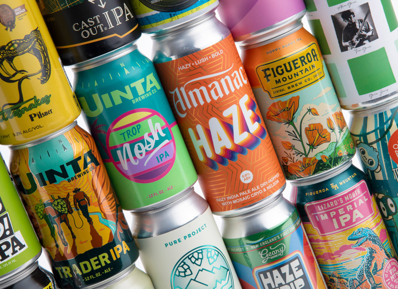 several stacked cans of craft beer
