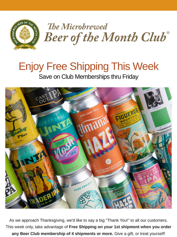 🍺 Free Shipping: This Week Only