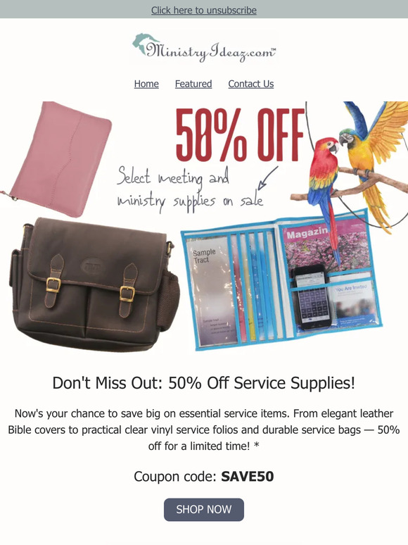 Limited Time: 50% off Meeting and Ministry Supplies