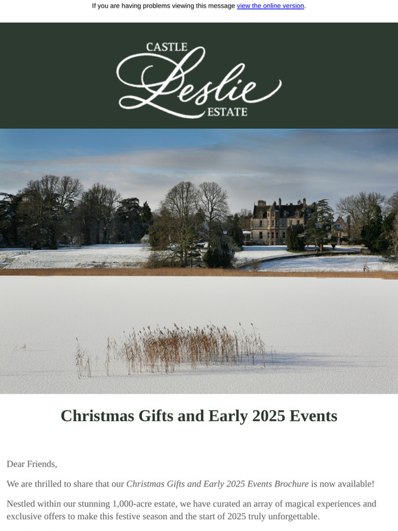 Castle Leslie Estate Christmas Gifts and Early 2025 Events.