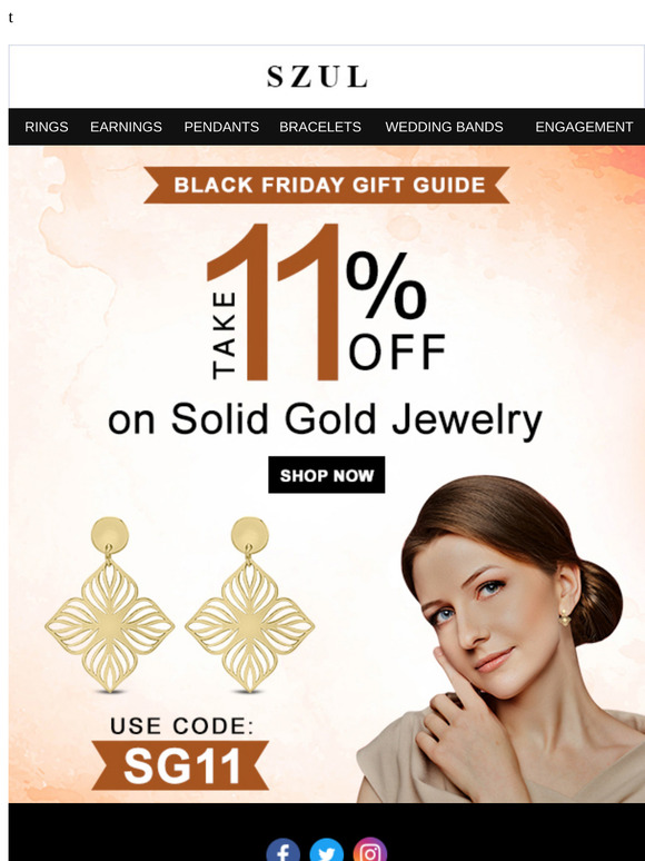 Black Friday Special - Take 11% Off on Solid Gold Jewelry!
