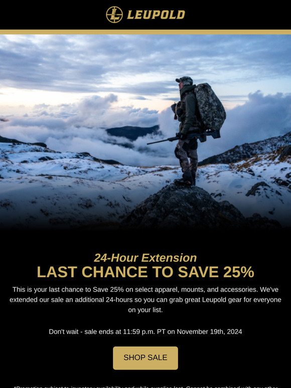 25% Off Sale Extended! One Day Only.