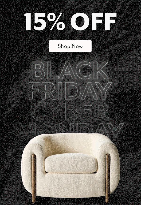 15% off for Black Friday! All Furniture & Mattresses!