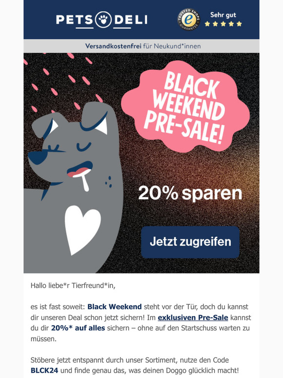 Liebe*r Tierfreund*in, der Black Weekend Countdown läuft: Greif schon jetzt zu!